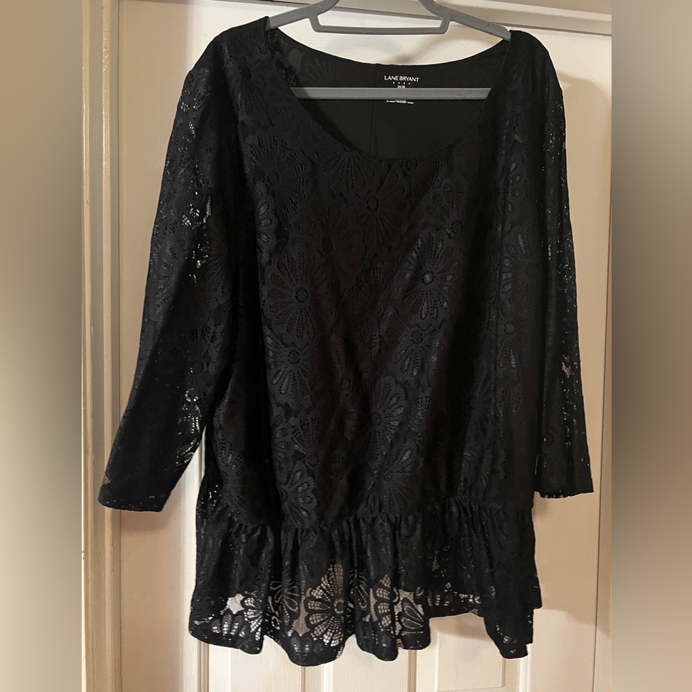 Lane Bryant Black Lace Peplum Top